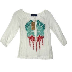 NWT Blue Rain Long Sleeve Light Weight Top with colorful pattern Size S